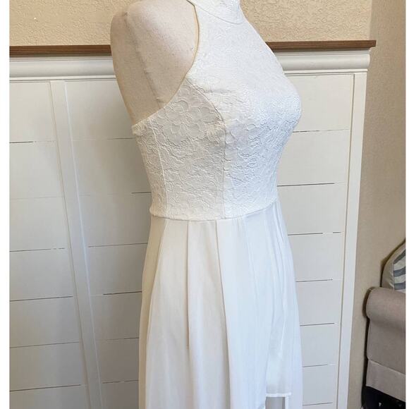 Lulus Love Speaks White Lace Halter Maxi Romper Wedding dress S - BNWT - Picture 7 of 16